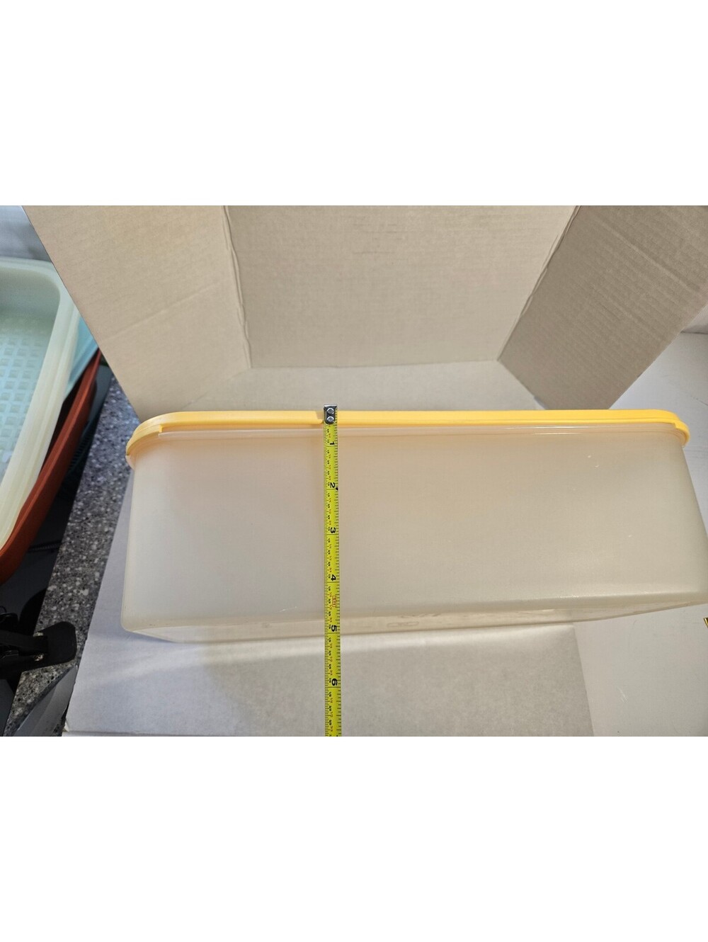 Tupperware Modular Mates Rectangular Storage Container #2 with Yellow Lid / EUC - Picture 7 of 8